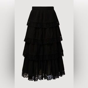 NWT RACHEL PARCELL-PLEATED MIDI SKIRT WITH LACE TRIM size 12- size up!